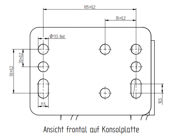 Overrun device flange with support wheel bracket