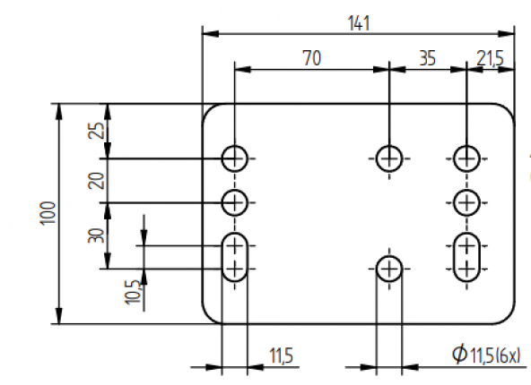 Overrun device flange with support wheel bracket