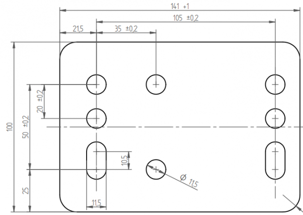 Overrun device flange with support wheel bracket