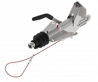 Overrun device flange with support wheel bracket