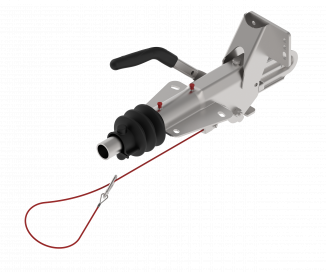 Overrun device flange with support wheel bracket