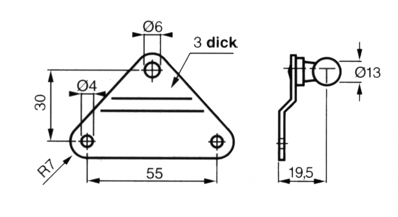 Mounting plate with angle joint - 402908.001 - Gas struts matériel de fixation