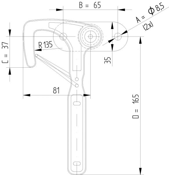 Angle lever lock - 403867.002 - Closures