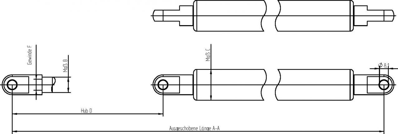 Gas spring with eye - 404434.001 - Gas Spring Strut