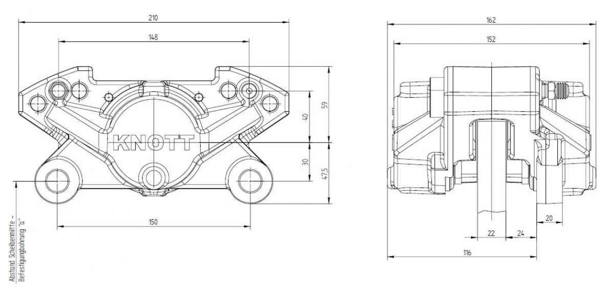 Hydraulic fixed caliper disc brake Knott GmbH